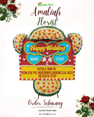 Karangan Papan Bunga Pernikahan di Bedug